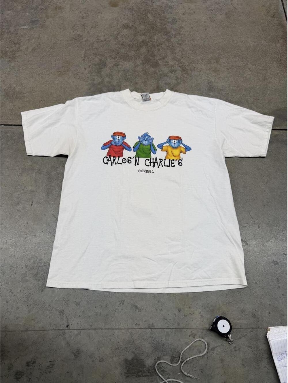 vintage carlos n charlies destination cozumel mexico white shirt size xl